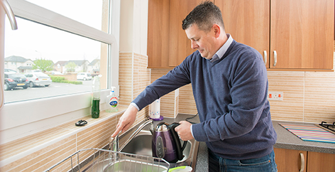 Water Efficiency Man Filling Kettle Water Efficiency Man Filling Kettle