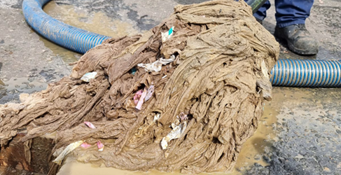 big pile of wet wipes taken out of a sewer