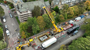 The concrete overflow chamber lid weighs 20 tonnes IUW Murrayfield Corstorphine Road