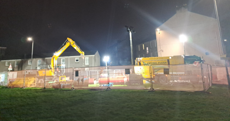 Teams have been working long hours to carry out the repair Renfrew Sewer Burst