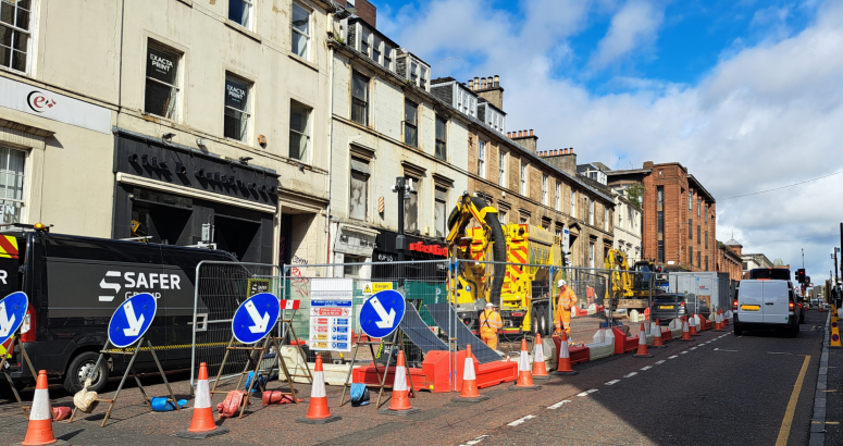 Hope Street has been reduced to one lane to allow the work to be carried out safely Hope Street Bath Lane Sewer Repair
