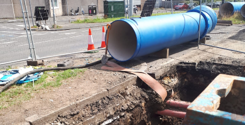 Glasgow Resilience Project New pipes being installed in Brockburn Road
