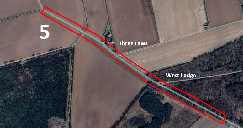 Details of part 5 of the road closure from aerial map view