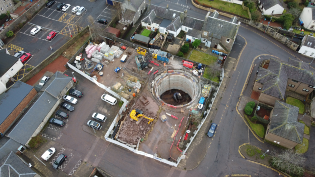 Aerial shot of work area in Lanark