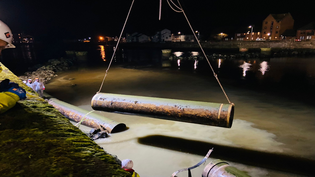 The damaged section of pipe has been removed Ayr Harbour Sewer Pipe Repair