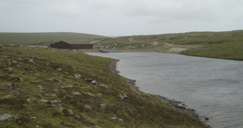 Unst Water Treatment Works is located next to Helliers Water, to the south of Baltasound on the island's east side