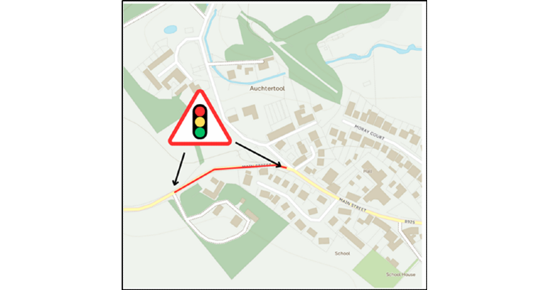 Auchtertool Water Main Upgrade Phase Three Traffic Management Diagram of traffic management on Auchtertool
