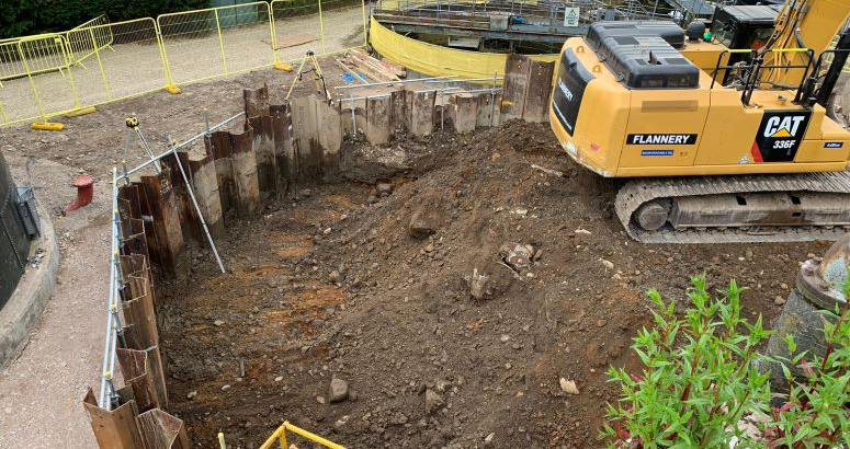 Excavation taking place at Banchory waste water treatment works