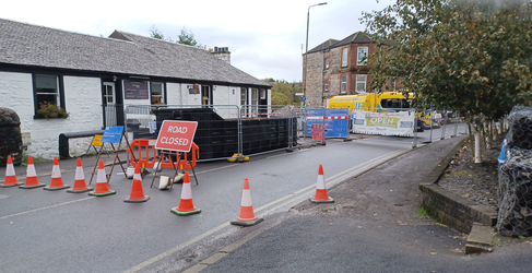 A short section of Main Street has been closed to allow the new sewer to be installed Bridge of Weir Flood Alleviation