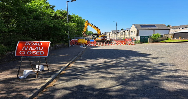 Road traffic management is in place while the work is carried out David Dale Avenue Sewer Flooding Project