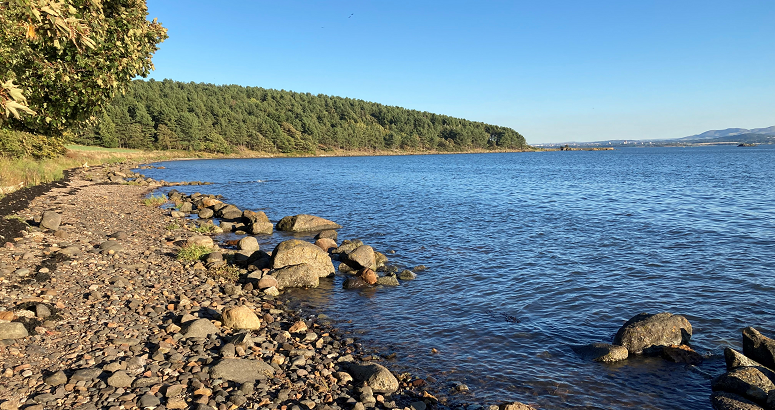 Dalgety Bay The shoreline to the east of Dalgety Bay is shown. The trees of Braefoot are in the background of the image