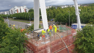 The liner is drawn through the existing pipe through an access pit King's Inch Road Sewer Upgrade