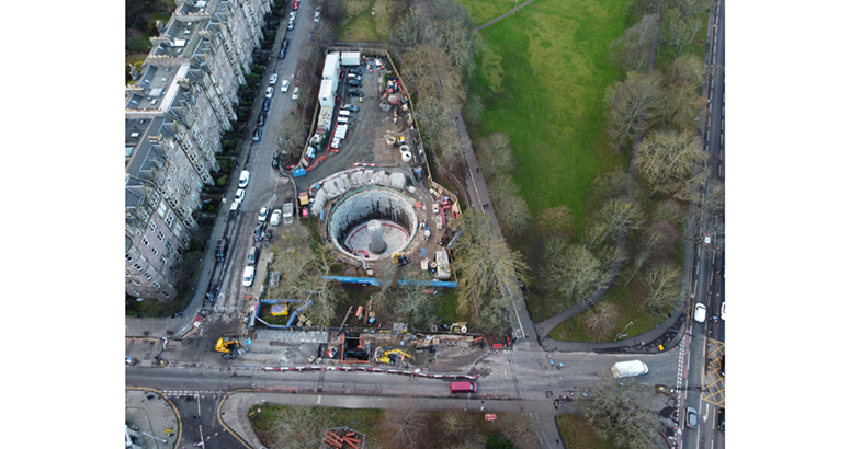 Arial photo of construction site in Edinburgh city centre