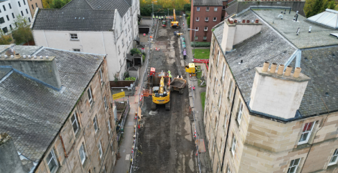 Arial shot of progress on Murano Place