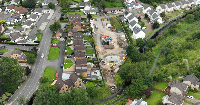 A giant storm tank is being built to store excess waste water during heavy rain Stewarton Barbours Park