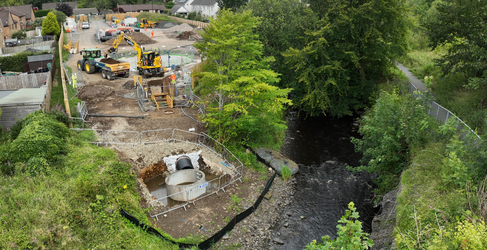 The site compound has also been set up on Barbours Park Stewarton Barbours Park