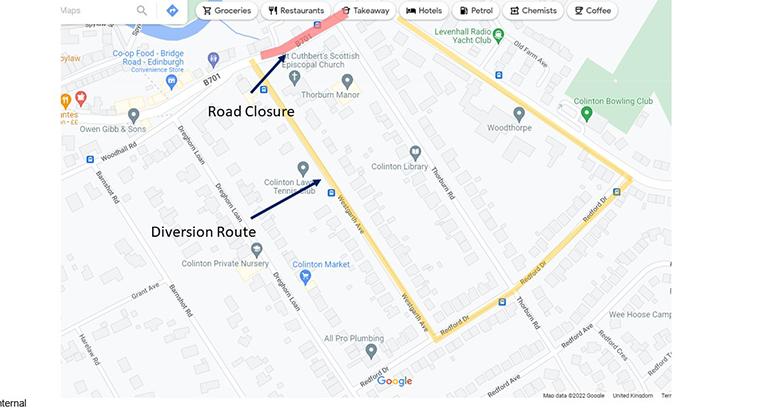 Map of road closure