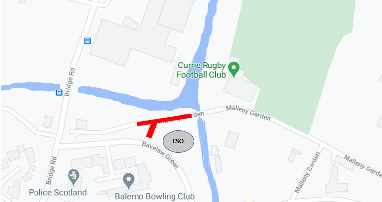 Malleny Gardens Road closure map