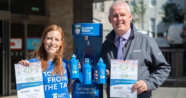 Gillian Hay from Scottish Water and Thane Lawrie of Scarf at the Aberdeen Top Up Tap