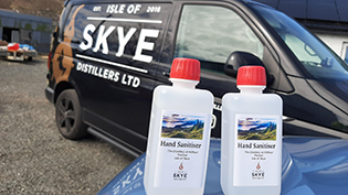 The bottles donated by Scottish Water to aid the production of hand sanitiser on Skye