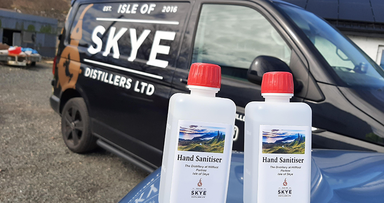 The bottles donated by Scottish Water to aid the production of hand sanitiser on Skye