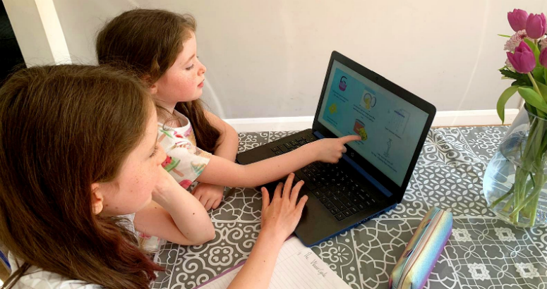 Children learning at home during lockdown restrictions