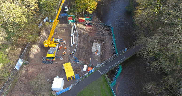 Aerial shot of where the work is taking place