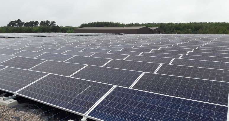 Solar panels at Inverness Water Treatment Works, by Loch Ashie