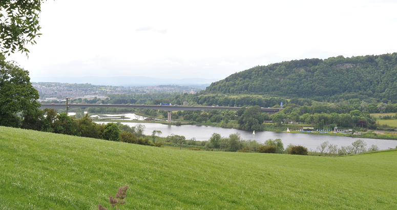 The River Tay and the Friarton Bridge, with the City of Perth upstream