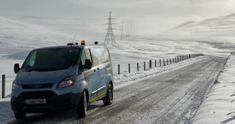 SW van in snow