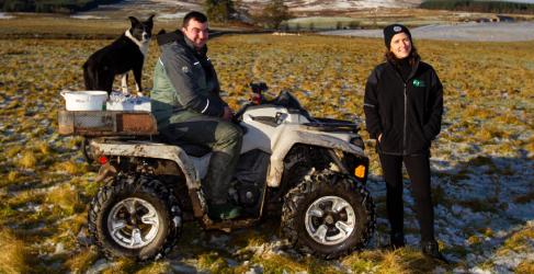 Farmer Kevin Cuthbertson with Cabinet Secretary for Rural Affairs Mairi Gougeon