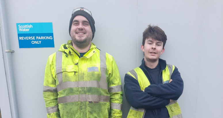 Pennan Local Heroes Matthew Gibb and Damien Galloway who helped to rescue a whelk picker