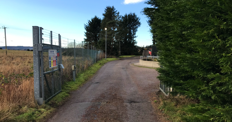 Entrance to Newmachar waste water treatment works