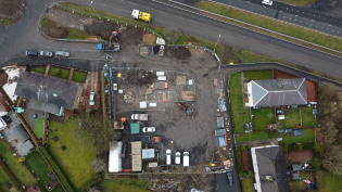 Aerial shot of main works, Crow Wood Terrace