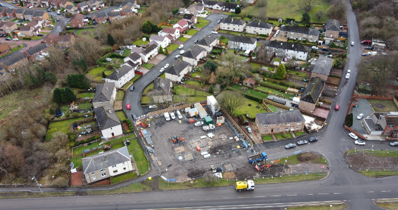 Crow Wood Terrace sewer flooding project Site of main works, Crow Wood Road, Chryston