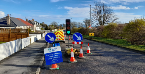 Newtonhill roadworks Temporary traffic lights in Newtonhill
