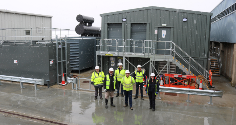 David Duguid MP with members of the team from Scottish Water and RSE, after seeing the new Motor Control Centre and standby generator at Turriff Water Treatment Works