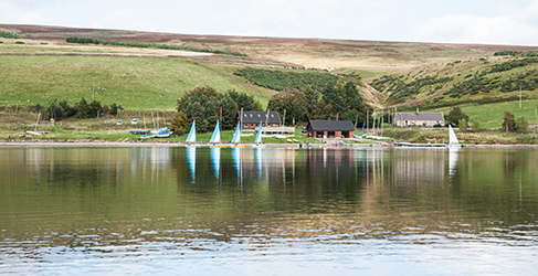 sailing boat on reservoir