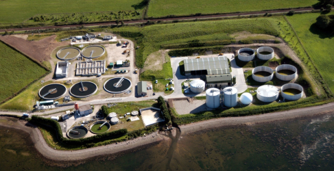 An aerial view of Allanfearn WWTW, near the A96 on the east side of Inverness