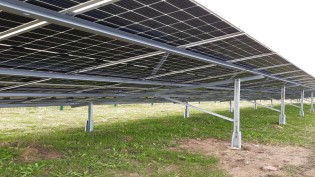 Close up view of Dual Sides Solar Panels at Fraserburgh Waste Water Treatment Works