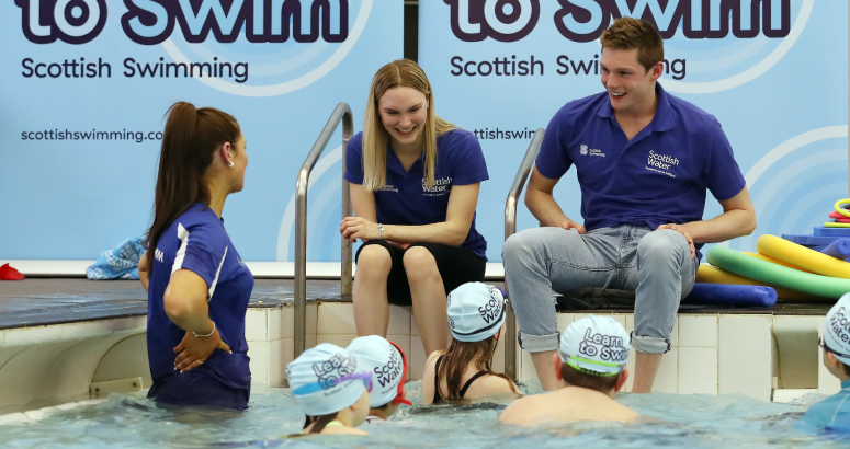 Learn to Swim ambassadors Duncan Scott & Toni Shaw 