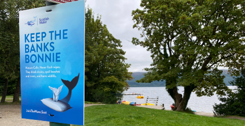 Nature Calls Luss fats oils and grease campaign Poster on lamp post at Luss