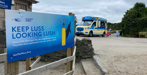 Poster on loch side with ice cream van