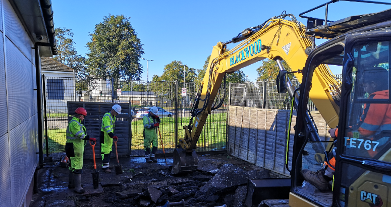 Corkerhill Hub Work underway at Nethercraigs Sports club