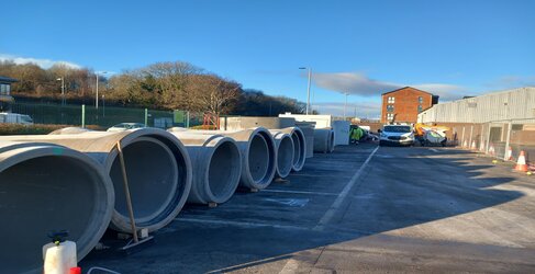 Work is underway in the Pottery Street depot A8 Greenock Flood Alleviation Project