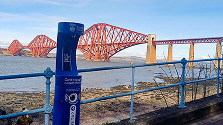 Water Refill Tap outside with Forth Rail Bridge in background