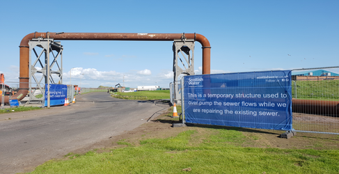 The pipeline is temporary and will be removed when the project is complete Saltcoats Sewer Upgrade