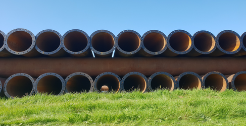 Pipe sections have been connected using over 4000 bolts Saltcoats Sewer Upgrade