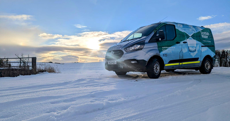 Scottish Water Van in Snow