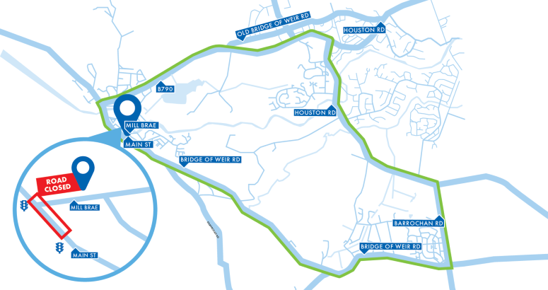 A diversion has been set up Bridge of Weir Sewer Upgrade